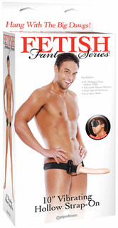 Fetish Fantasy 10 in. Vibrating Hollow Strap on Flesh